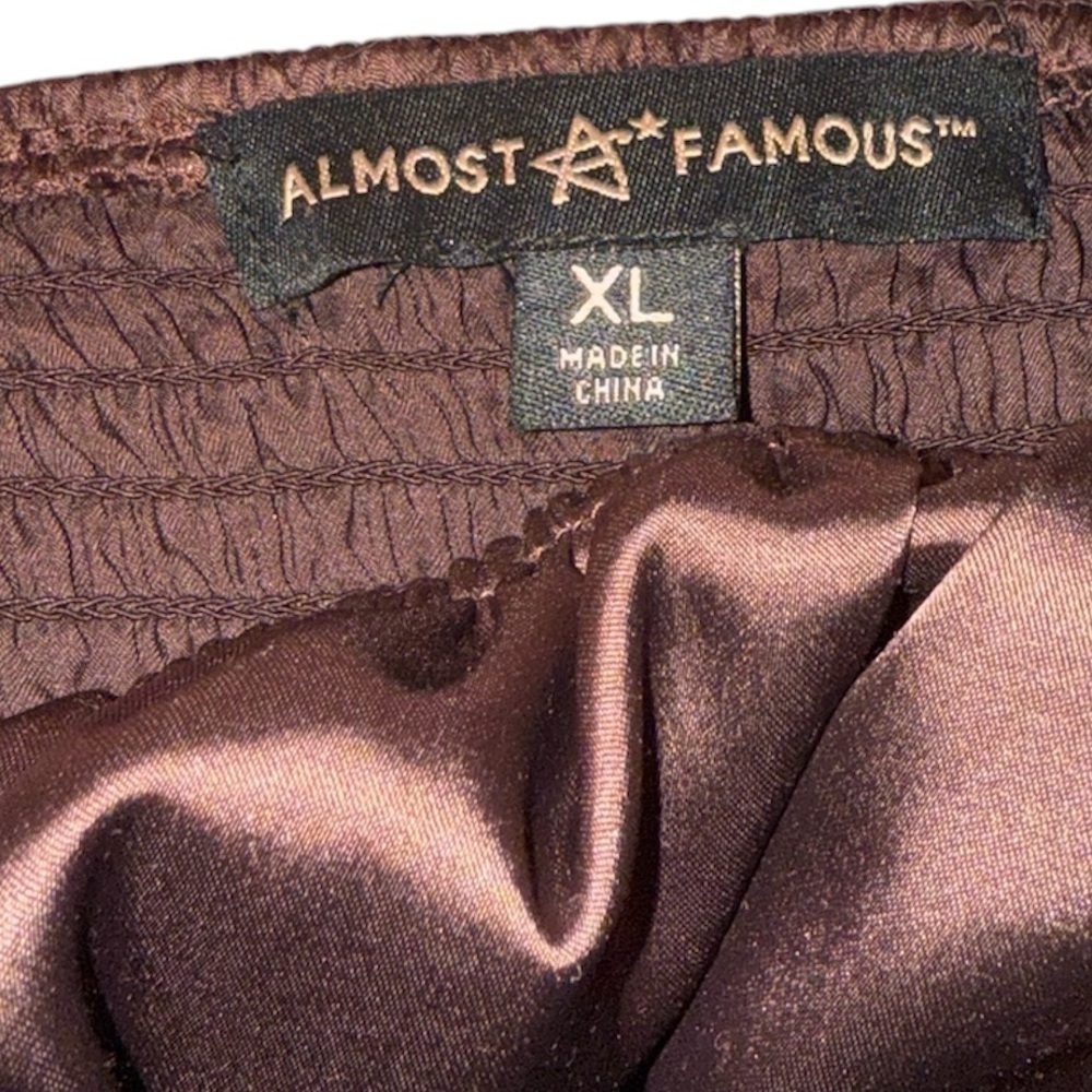 Satin-Like Brown Off The Shoulder Top - Picture 3 of 3